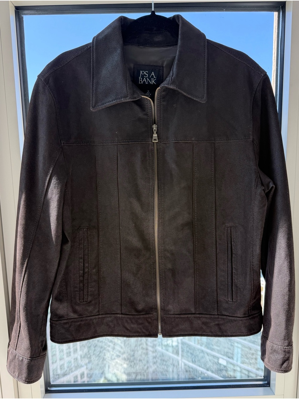 LIKE NEW Jos. A. Bank Men's Dark Brown Leather Jacket ~ Matte Finish ~ Medium